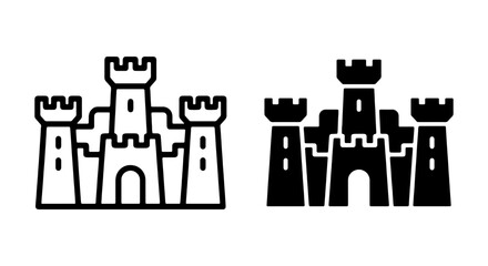 Castle Icons, Medieval Fortress Vector Graphics, Royal Palace Symbols, Fantasy Architecture Design Elements © black man