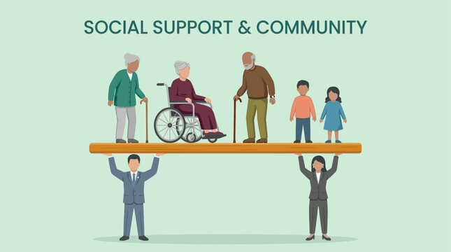 People supporting diverse community members on a platform