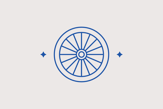 Spoked bicycle wheel tire line icon for spare parts for cycling equipment retail stores. Practical vector illustration for maintenance check apps, flat tire repair guides, or garage inventory.