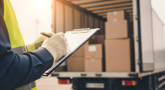 Logistics worker checking cargo shipment