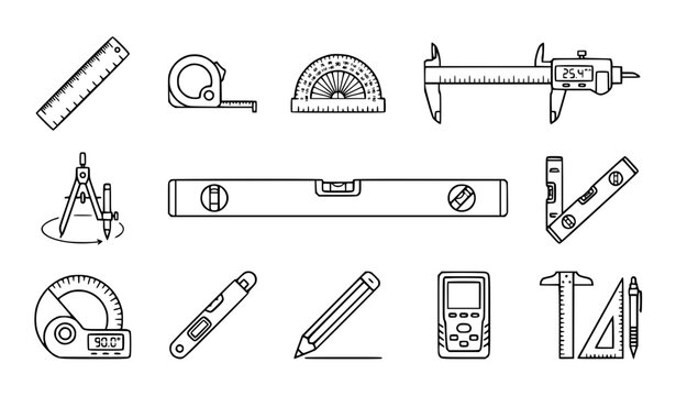 Measuring and marking tools line icons set editable stroke vector
&lrm;