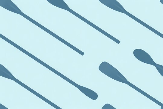 A seamless boat oar blade silhouette pattern illustration background aligned diagonally on pale blue