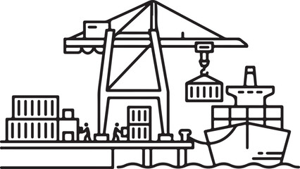 Naklejka premium Seaport Warehouse Logistics Icon