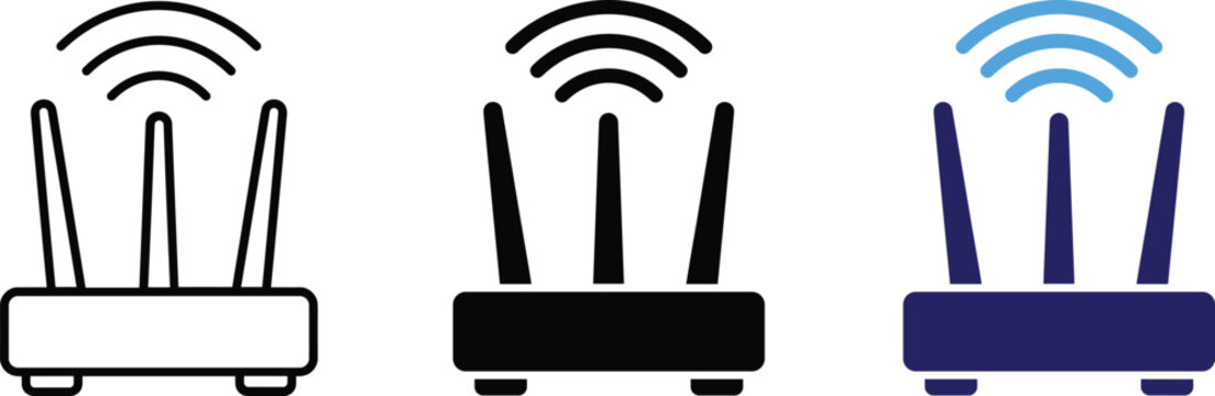 Wifi Router Icon Wireless Signal Internet Connection Network Device Symbol Vector