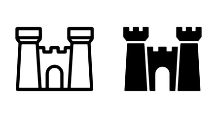 Castle Icons, Fortress Symbols, Medieval Architecture Vector Graphics, Royal Building Silhouettes © Nargis