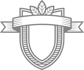 Obraz premium Shield emblem with banner and leaves