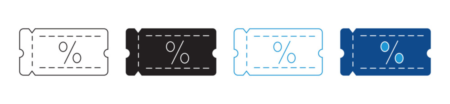 Promo Code Icon Set Vector Flat and Outline Design Marketing Discount Collection