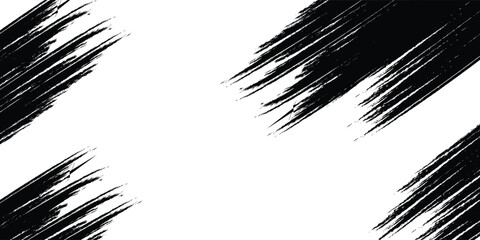 Naklejka premium Abstract black grunge texture of black paint. A layer for use in design. Vector brush grunge texture. design brush strokes. Overlay texture. Faded black-white dyed paper texture. Sketch grunge design.