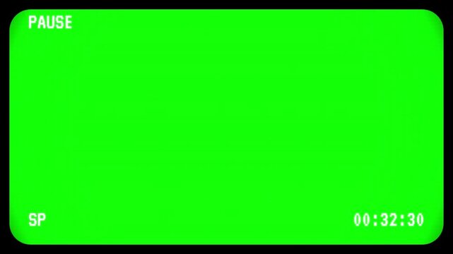 Retro VHS pause screen with chroma key green background. 4K Video