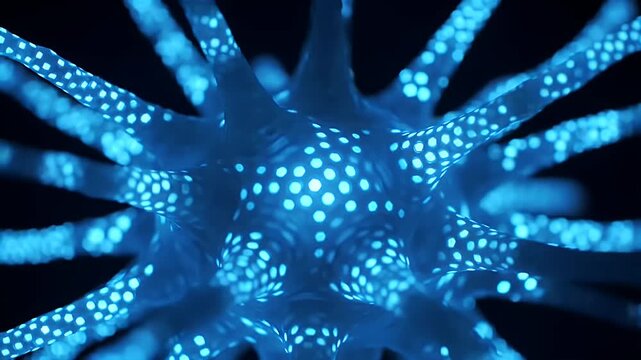 Neuron Glowing Blue.