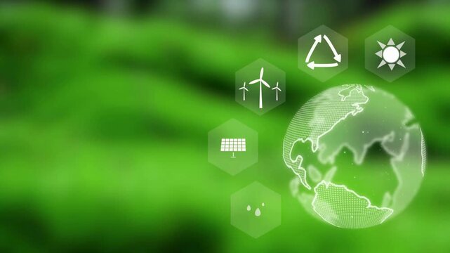 Eco friendly icons on globe.