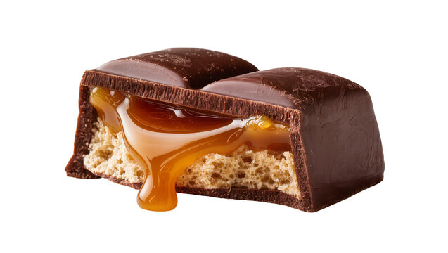 Chocolate bar with gooey caramel and nougat filling