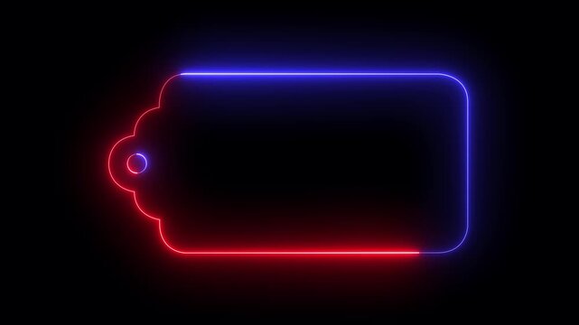 glowing neon Blank Price Tag icon isolated on black background. neon price tag frame icon animation. perfect for e-commerce and retail applications. 4k video animation.