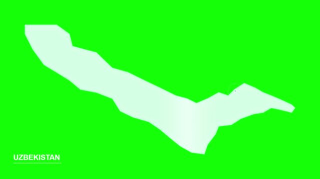 Uzbekistan map shape on green screen background. 4K Video