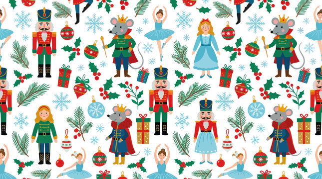 Nutcracker Ballet Pattern: Clara, Mouse King, Soldiers, Ballerinas, Gifts, Holly