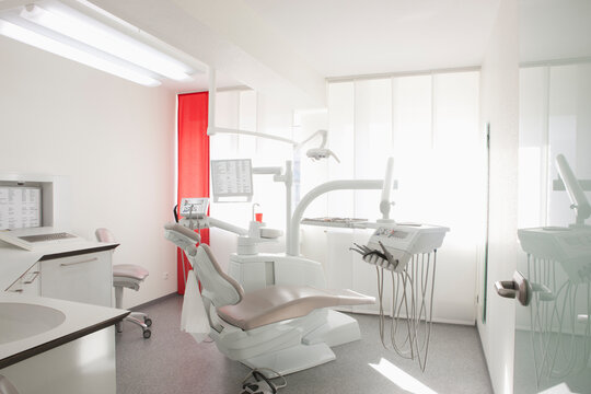 Germany, Dentist chair and equipment in dental office