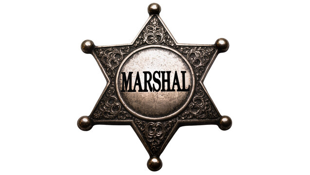 Six-pointed star badge with the word MARSHAL