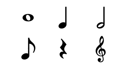 Musical Notes Collection, Treble Clef, Eighth Notes, Rest Symbols, Vector Icons © Musfika