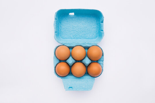 Eggs in box, elevated view