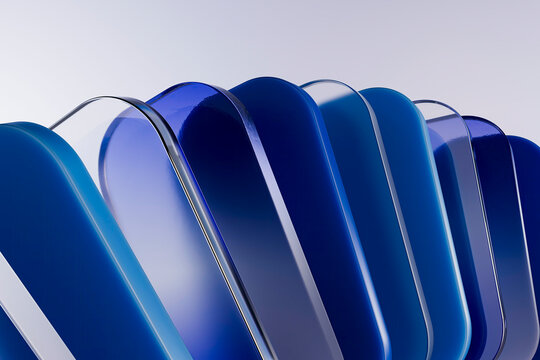 3D render of blues glasses abstract