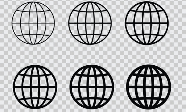 Globe collection with world, internet and global network vector designs