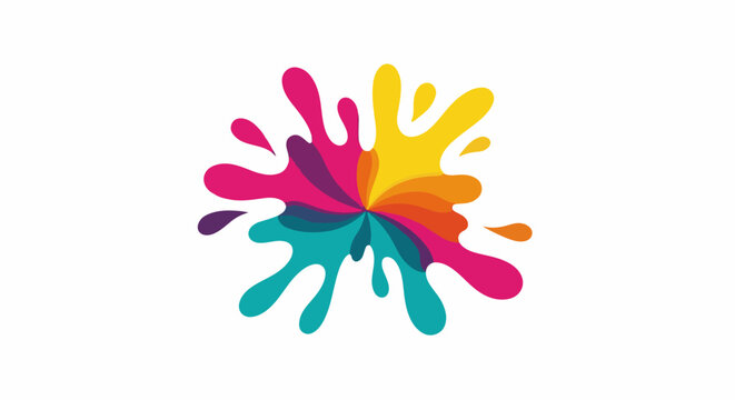 Vibrant paint splash exploding outwards with a swirl of rainbow colors