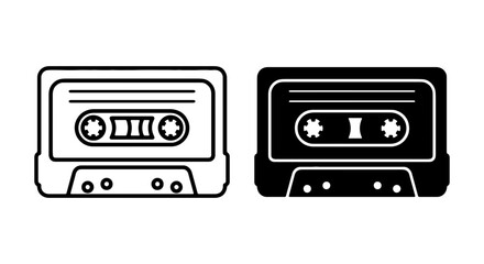 Obraz premium Retro Cassette Tape Icons, Vintage Audio Cartridge Graphics, Analog Music Storage Vector