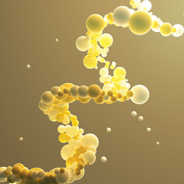 Yellow helix, string of connected bubbles