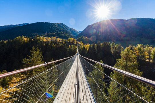 Switzerland, Valais, Goms Bridge, swing bridge