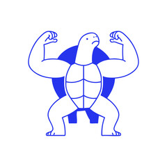 Fototapeta premium Strong turtle flexing muscles doodle illustration