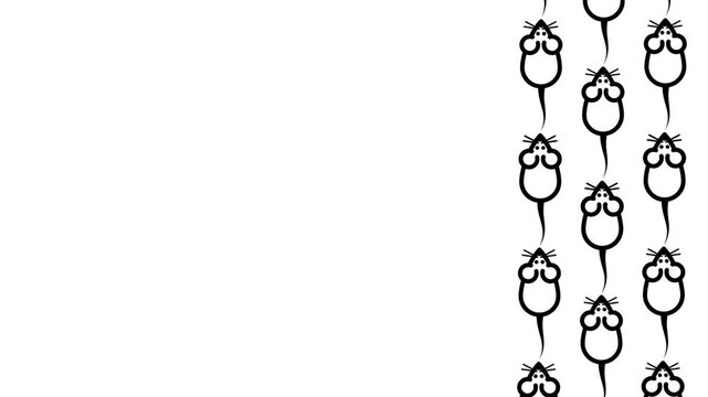 Vertical rows of hanging mouse paw print icons arranged in columns creating a decorative border pattern on a white background