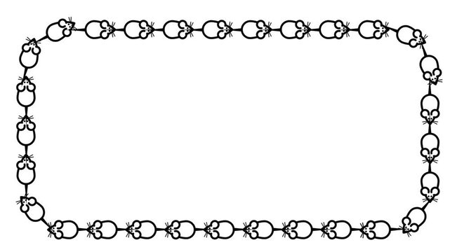 A decorative square border frame made entirely of small mouse icons linked together forming a complete rectangular outline surrounding white space
