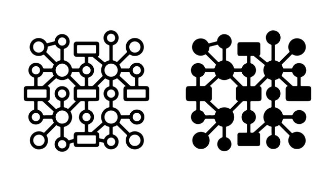 Abstract network diagram icons, digital connectivity map vector, data structure flow chart set
