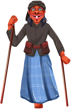 Wayang Golek Cepot Puppet Character Illustration