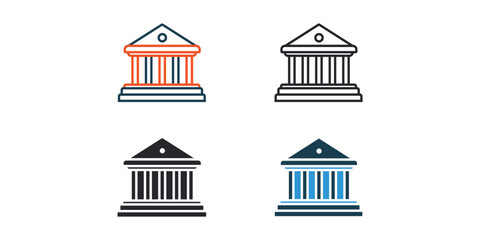 Fototapeta premium architecture icons outline and Flat Style,transparent background.