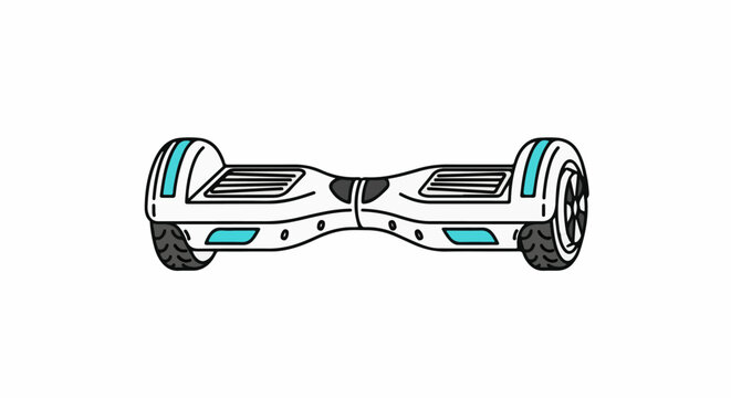 White self-balancing scooter with blue accents and black wheels