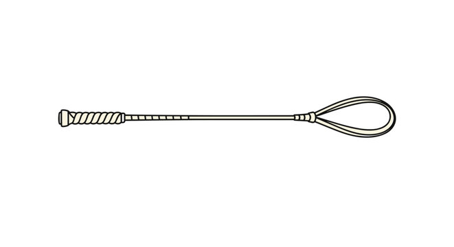 Animal control catch pole with a long handle and a rope loop at the end designed for safely catching and handling wild animals.