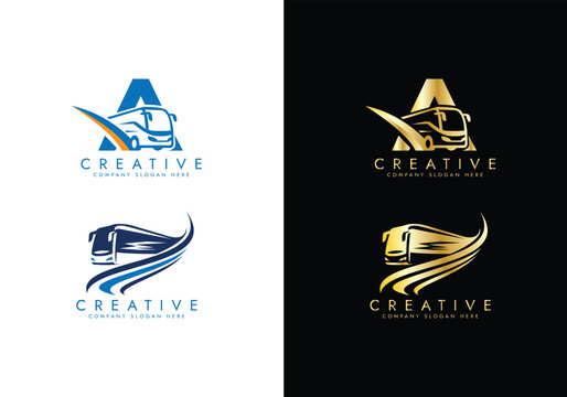 Bus or Coach Vehicle logo design, Travel bus logo vector design 