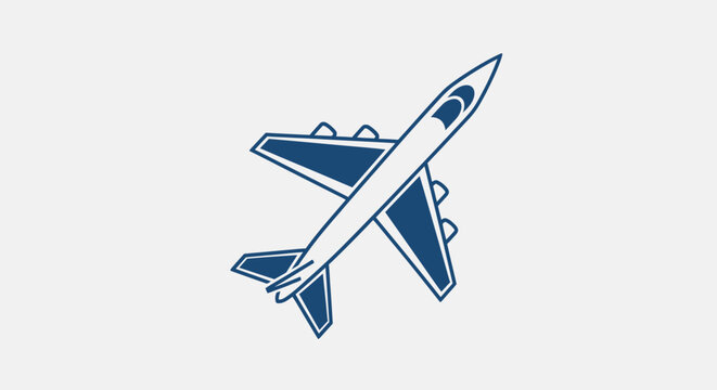 Blue and white private jet airplane flying.