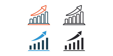 Obraz premium growth icons outline and Flat Style,transparent background