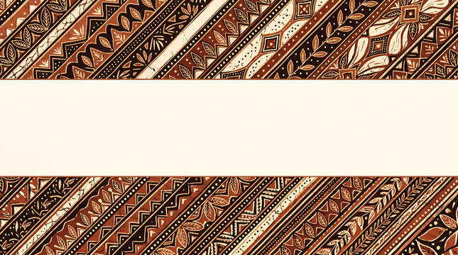Original Indonesian batik-inspired border pattern with copy space for packaging, banner headers, invitations, certificates, and cultural campaigns.