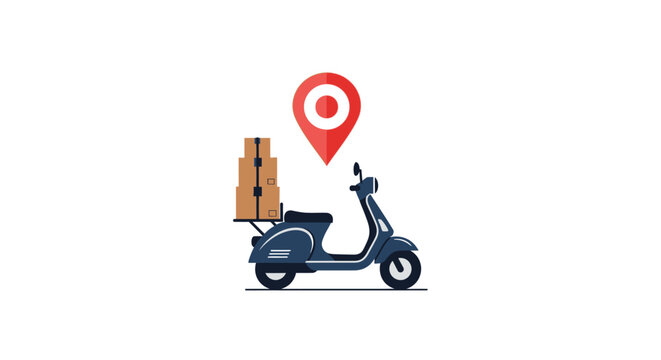Delivery scooter with cardboard boxes.