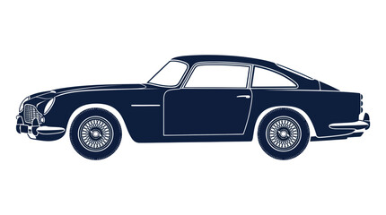 Fototapeta premium Classic Dark Blue Sports Car Silhouette, Vintage Automobile Icon, Retro Vehicle Design