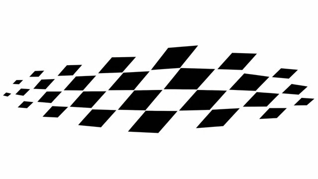 Black and white checkered racing flag pattern fading into small square shapes for fast motion design
