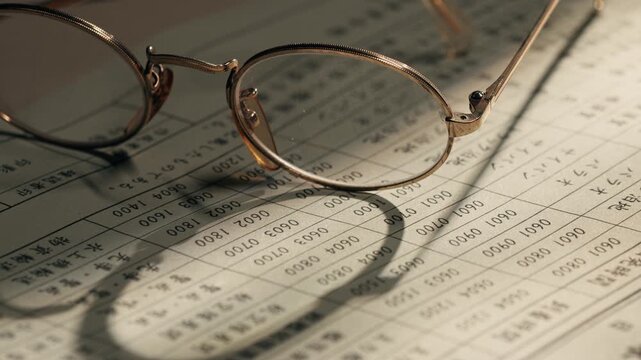 Eyeglasses on top of Chinese secret documents on a table