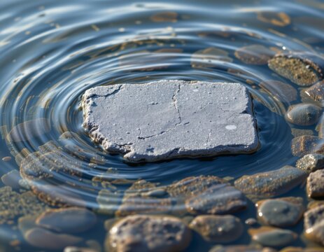 Serene Waters and Weathered Flat Stone Amidst Pebbles