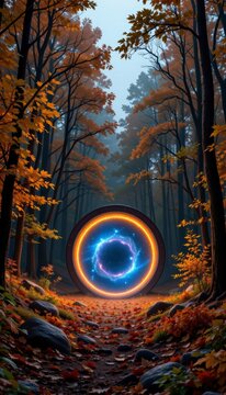 Mystical Forest Portal Under Autumn