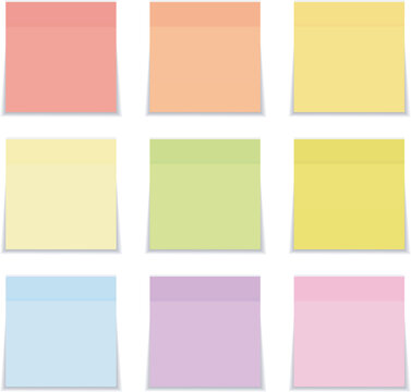 Colorful sticky notes set of note papers for reminders messages and office organizationColorful sticky notes set of note papers for reminders messages and office organization