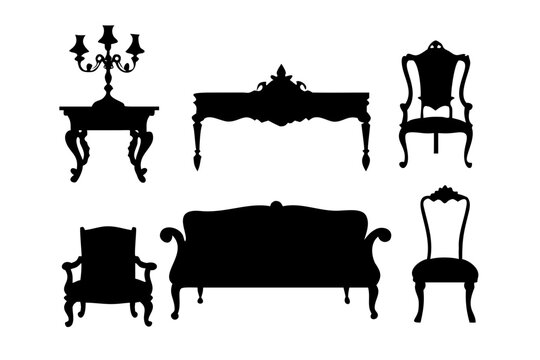 Set of vintage furniture silhouettes