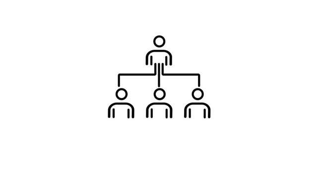 Team organization chart with leader and staff line art symbol &ndash; business hierarchy structure icon, management leadership and employee network concept.